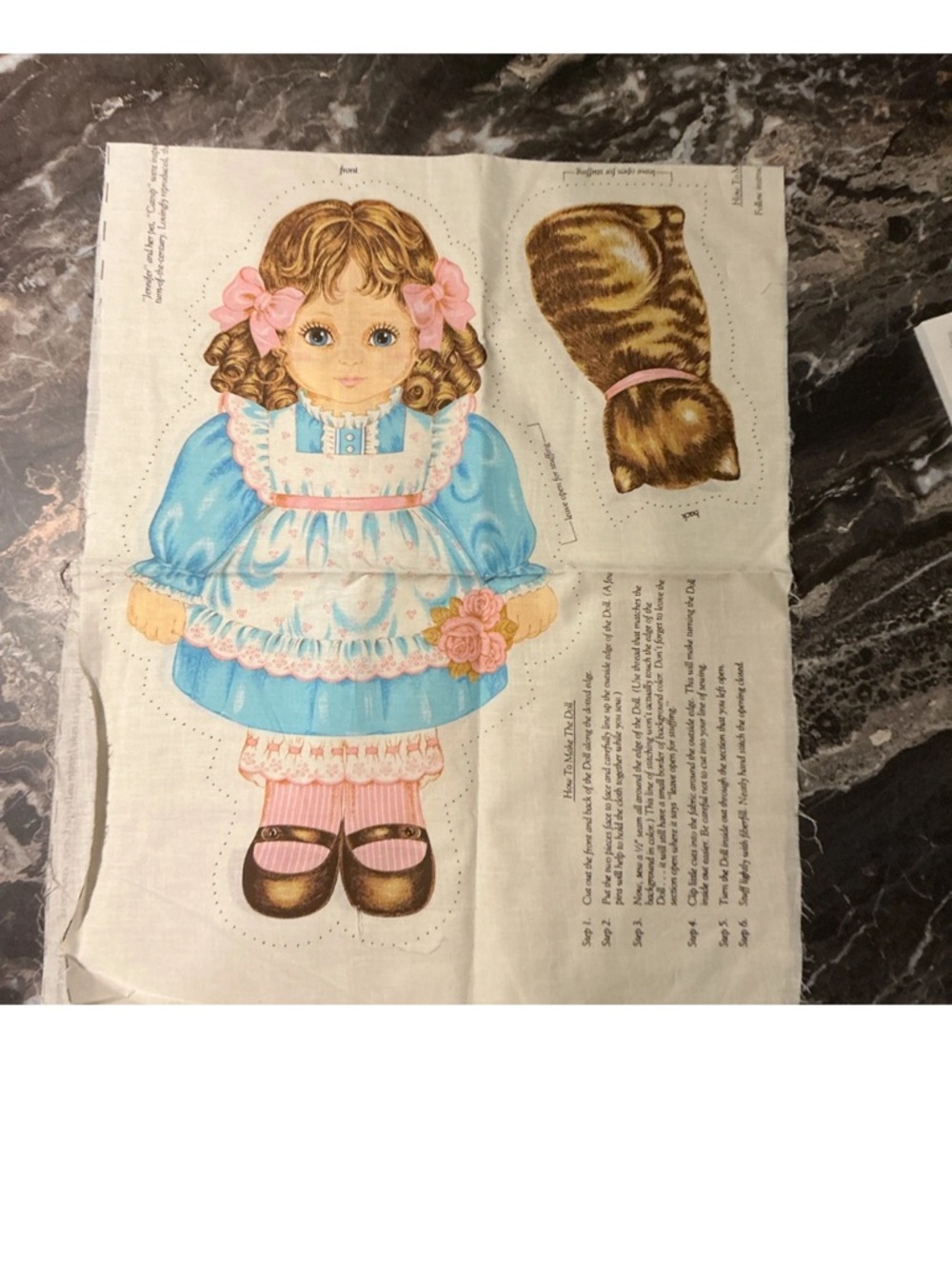 VTG  Cranston Oh You Beautiful Doll JENNIFER & CATNIP Fabric Cut&Sew Pillow